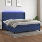 vidaXL Cama box spring colchón y luces LED tela azul 200x200 cm vidaXL Cama box spring colchón y luces LED tela azul 200x200 cm