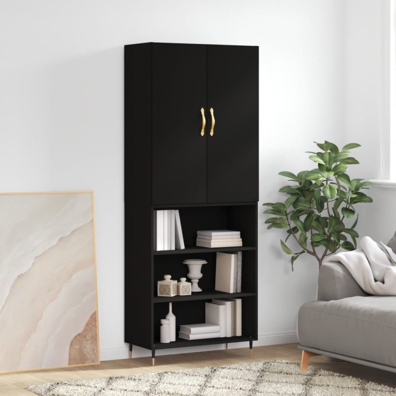 vidaXL Aparador alto madera contrachapada negro 69,5x34x180 cm vidaXL Aparador alto madera contrachapada negro 69,5x34x180 cm