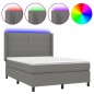 vidaXL Cama box spring colchón y luces LED tela gris oscuro 140x200 cm vidaXL Cama box spring colchón y luces LED tela gris oscuro 140x200 cm