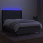 vidaXL Cama box spring colchón y luces LED tela gris oscuro 140x200 cm vidaXL Cama box spring colchón y luces LED tela gris oscuro 140x200 cm