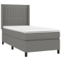 vidaXL Cama box spring colchón y luces LED tela gris oscuro 90x190 cm vidaXL Cama box spring colchón y luces LED tela gris oscuro 90x190 cm