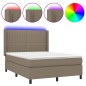 vidaXL Cama box spring colchón y luces LED tela gris taupe 140x190 cm vidaXL Cama box spring colchón y luces LED tela gris taupe 140x190 cm