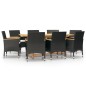 vidaXL Juego de comedor de jardín 9 piezas con cojines negro vidaXL Juego de comedor de jardín 9 piezas con cojines negro