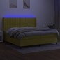 vidaXL Cama box spring colchón y luces LED tela verde 200x200 cm vidaXL Cama box spring colchón y luces LED tela verde 200x200 cm