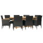 vidaXL Juego de comedor de jardín 9 piezas con cojines negro vidaXL Juego de comedor de jardín 9 piezas con cojines negro