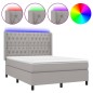vidaXL Cama box spring colchón y luces LED tela gris claro 140x200 cm vidaXL Cama box spring colchón y luces LED tela gris claro 140x200 cm