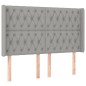 vidaXL Cama box spring colchón y luces LED tela gris claro 140x200 cm vidaXL Cama box spring colchón y luces LED tela gris claro 140x200 cm