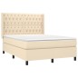 vidaXL Cama box spring colchón y luces LED tela crema 140x200 cm vidaXL Cama box spring colchón y luces LED tela crema 140x200 cm