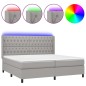 vidaXL Cama box spring con colchón tela y LED gris claro 200x200 cm vidaXL Cama box spring con colchón tela y LED gris claro 200x200 cm