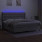 vidaXL Cama box spring con colchón tela y LED gris claro 200x200 cm vidaXL Cama box spring con colchón tela y LED gris claro 200x200 cm