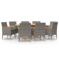 vidaXL Juego de comedor de jardín 9 piezas con cojines gris vidaXL Juego de comedor de jardín 9 piezas con cojines gris