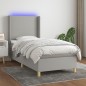 vidaXL Cama box spring colchón y luces LED tela gris claro 100x200 cm vidaXL Cama box spring colchón y luces LED tela gris claro 100x200 cm