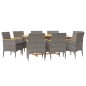 vidaXL Juego de comedor de jardín 9 piezas con cojines gris vidaXL Juego de comedor de jardín 9 piezas con cojines gris
