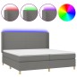 vidaXL Cama box spring colchón y luces LED tela gris claro 200x200 cm vidaXL Cama box spring colchón y luces LED tela gris claro 200x200 cm