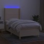vidaXL Cama box spring colchón y luces LED tela crema 80x200 cm vidaXL Cama box spring colchón y luces LED tela crema 80x200 cm