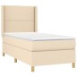vidaXL Cama box spring colchón y luces LED tela crema 80x200 cm vidaXL Cama box spring colchón y luces LED tela crema 80x200 cm