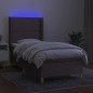 vidaXL Cama box spring colchón y luces LED tela gris taupe 90x190 cm vidaXL Cama box spring colchón y luces LED tela gris taupe 90x190 cm