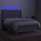 vidaXL Cama box spring colchón y luces LED tela gris claro 140x190 cm