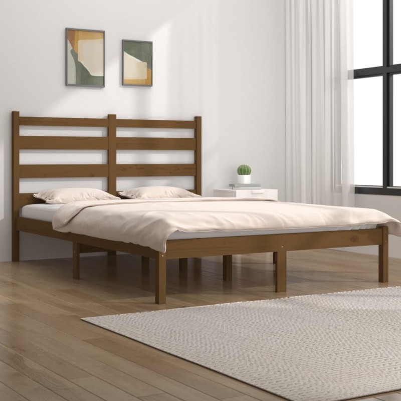vidaXL Estructura de cama doble pequeña madera pino marrón 120x190 cm vidaXL Estructura de cama doble pequeña madera pino marrón 120x190 cm