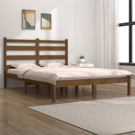 vidaXL Estructura de cama doble pequeña madera pino marrón 120x190 cm