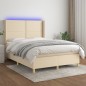 vidaXL Cama box spring colchón y luces LED tela crema 140x190 cm vidaXL Cama box spring colchón y luces LED tela crema 140x190 cm