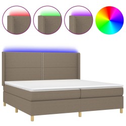 vidaXL Cama box spring colchón y luces LED tela gris taupe 200x200 cm