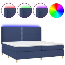 vidaXL Cama box spring colchón y luces LED tela azul 200x200 cm