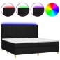 vidaXL Cama box spring colchón y luces LED tela negro 200x200 cm vidaXL Cama box spring colchón y luces LED tela negro 200x200 cm