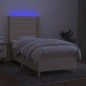 vidaXL Cama box spring colchón y luces LED tela color crema 90x190 cm vidaXL Cama box spring colchón y luces LED tela color crema 90x190 cm
