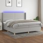 vidaXL Cama box spring con colchón tela y LED gris claro 200x200 cm vidaXL Cama box spring con colchón tela y LED gris claro 200x200 cm