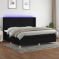 vidaXL Cama box spring colchón y luces LED tela negro 200x200 cm vidaXL Cama box spring colchón y luces LED tela negro 200x200 cm