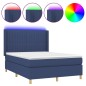 vidaXL Cama box spring colchón y luces LED tela azul 140x190 cm vidaXL Cama box spring colchón y luces LED tela azul 140x190 cm