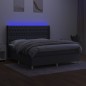 vidaXL Cama box spring colchón y luces LED tela gris oscuro 160x200 cm vidaXL Cama box spring colchón y luces LED tela gris oscuro 160x200 cm