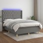 vidaXL Cama box spring colchón y luces LED tela gris oscuro 140x200 cm vidaXL Cama box spring colchón y luces LED tela gris oscuro 140x200 cm