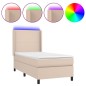 vidaXL Cama box spring colchón LED cuero sintético capuchino 80x200 cm