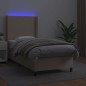 vidaXL Cama box spring colchón LED cuero sintético capuchino 80x200 cm