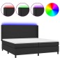 vidaXL Cama box spring colchón y LED cuero sintético negro 200x200 cm vidaXL Cama box spring colchón y LED cuero sintético negro 200x200 cm
