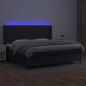 vidaXL Cama box spring colchón y LED cuero sintético negro 200x200 cm vidaXL Cama box spring colchón y LED cuero sintético negro 200x200 cm