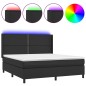 vidaXL Cama box spring colchón y LED cuero sintético negro 160x200 cm vidaXL Cama box spring colchón y LED cuero sintético negro 160x200 cm