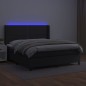 vidaXL Cama box spring colchón y LED cuero sintético negro 160x200 cm vidaXL Cama box spring colchón y LED cuero sintético negro 160x200 cm