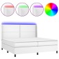 vidaXL Cama box spring colchón y LED cuero sintético blanco 200x200 cm vidaXL Cama box spring colchón y LED cuero sintético blanco 200x200 cm