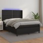 vidaXL Cama box spring colchón y LED cuero sintético negro 140x190 cm vidaXL Cama box spring colchón y LED cuero sintético negro 140x190 cm