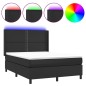 vidaXL Cama box spring colchón y LED cuero sintético negro 140x200 cm vidaXL Cama box spring colchón y LED cuero sintético negro 140x200 cm
