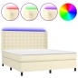 vidaXL Cama box spring colchón y LED cuero sintético crema 180x200 cm vidaXL Cama box spring colchón y LED cuero sintético crema 180x200 cm