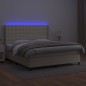 vidaXL Cama box spring colchón y LED cuero sintético crema 180x200 cm vidaXL Cama box spring colchón y LED cuero sintético crema 180x200 cm