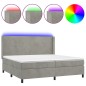 vidaXL Cama box spring colchón y LED terciopelo gris claro 200x200 cm vidaXL Cama box spring colchón y LED terciopelo gris claro 200x200 cm
