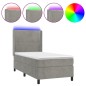 vidaXL Cama box spring colchón y LED terciopelo gris claro 90x190 cm vidaXL Cama box spring colchón y LED terciopelo gris claro 90x190 cm