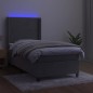vidaXL Cama box spring colchón y LED terciopelo gris claro 90x190 cm vidaXL Cama box spring colchón y LED terciopelo gris claro 90x190 cm