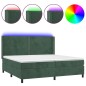 vidaXL Cama box spring colchón y LED terciopelo verde oscuro 200x200cm vidaXL Cama box spring colchón y LED terciopelo verde oscuro 200x200cm