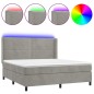 vidaXL Cama box spring colchón y LED terciopelo gris claro 160x200 cm vidaXL Cama box spring colchón y LED terciopelo gris claro 160x200 cm